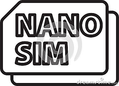 Black line Nano Sim Card icon isolated on white background. Mobile and wireless communication technologies. Network chip Vector Illustration