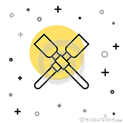 Black line Oars or paddles boat icon isolated on white background. Random dynamic shapes. Vector Stock Photo