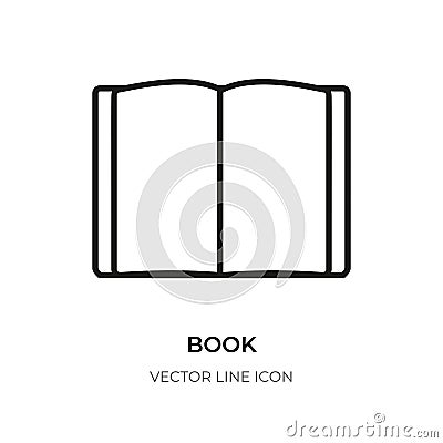 Black line open book icon library logo sign vector Vector Illustration