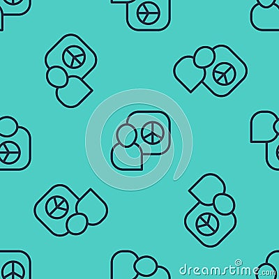 Black line Peace talks icon isolated seamless pattern on green background. Vector Vector Illustration