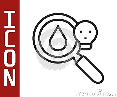 Black line Poisonous research magnifying glass icon isolated on white background. Vector Vector Illustration