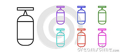 Black line Punching bag icon isolated on white background. Set icons colorful. Vector Illustration Vector Illustration
