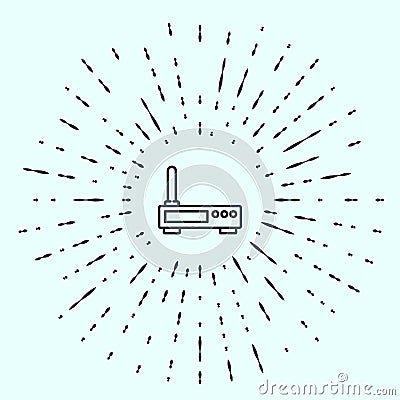 Black line Router and wi-fi signal icon isolated on grey background. Wireless ethernet modem router. Computer technology Vector Illustration