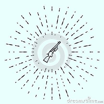 Black line Shotgun icon isolated on grey background. Hunting gun. Abstract circle random dots. Vector Vector Illustration