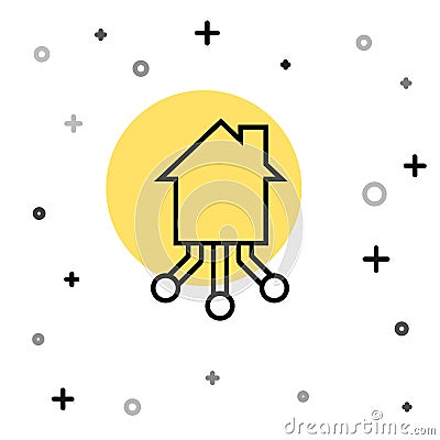 Black line Smart home icon isolated on white background. Remote control. Random dynamic shapes. Vector Vector Illustration