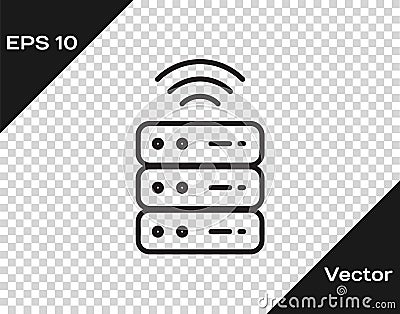 Black line Smart Server, Data, Web Hosting icon isolated on transparent background. Internet of things concept with Vector Illustration