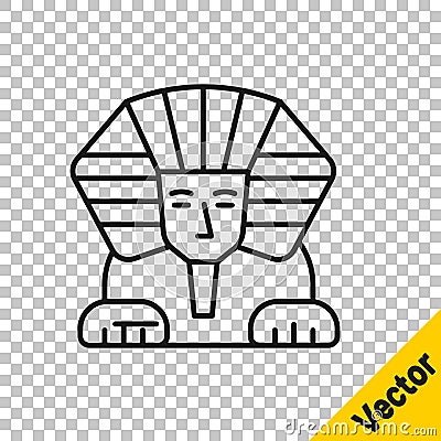 Black line Sphinx - mythical creature of ancient Egypt icon isolated on transparent background. Vector Vector Illustration