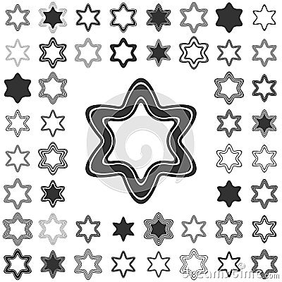 Line star icon design set Vector Illustration