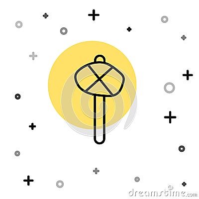 Black line Stone age hammer icon isolated on white background. Random dynamic shapes. Vector Vector Illustration