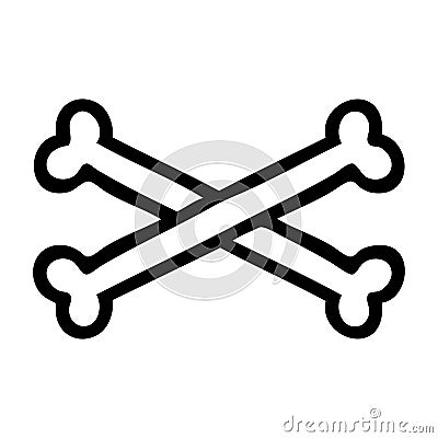 black line tattoo of cross bones Vector Illustration