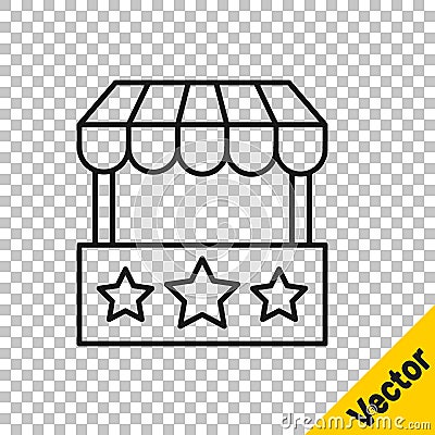 Black line Ticket box office icon isolated on transparent background. Ticket booth for the sale of tickets for Vector Illustration