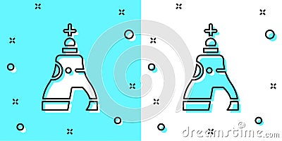 Black line The Tsar bell in Moscow monument icon isolated on green and white background. Random dynamic shapes. Vector Vector Illustration