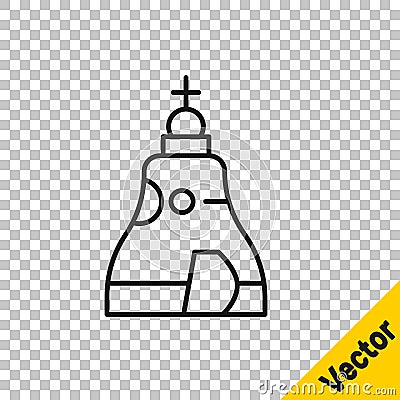 Black line The Tsar bell in Moscow monument icon isolated on transparent background. Vector Stock Photo