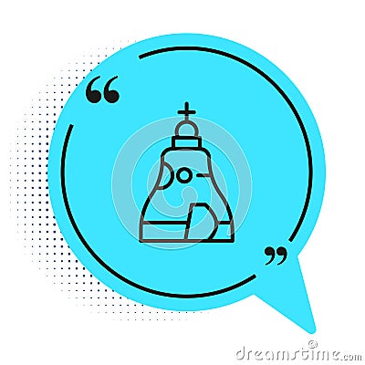 Black line The Tsar bell in Moscow monument icon isolated on white background. Blue speech bubble symbol. Vector Vector Illustration