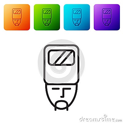 Black line Ukrainian cossack icon isolated on white background. Set icons in color square buttons. Vector Vector Illustration