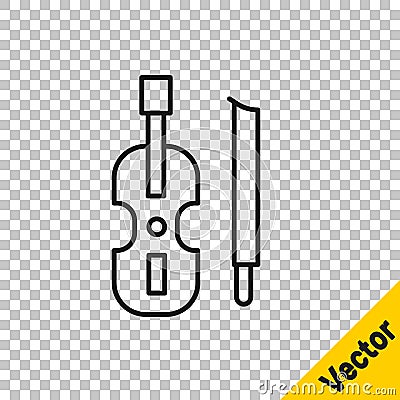 Black line Violin icon isolated on transparent background. Musical instrument. Vector Vector Illustration