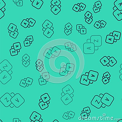 Black line Vocabulary icon isolated seamless pattern on green background. Vector Vector Illustration