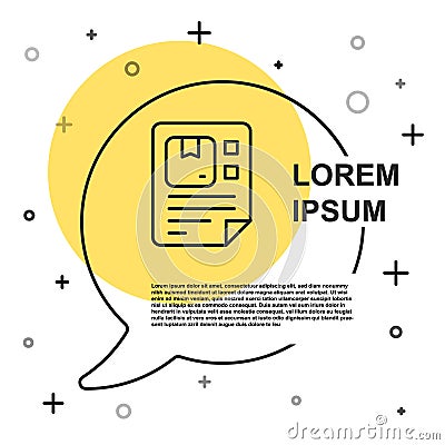 Black line Waybill icon isolated on white background. Random dynamic shapes. Vector Stock Photo