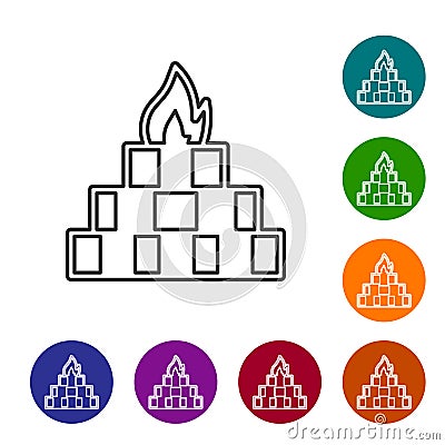 Black line Yagna icon isolated on white background. Set icons in color circle buttons. Vector Vector Illustration