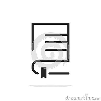 Black linear book logo with bookmark Vector Illustration