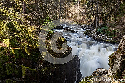 Black Linn falls scottish highlands long exposure Stock Photo