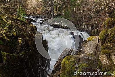 Black Linn falls scottish highlands long exposure Stock Photo