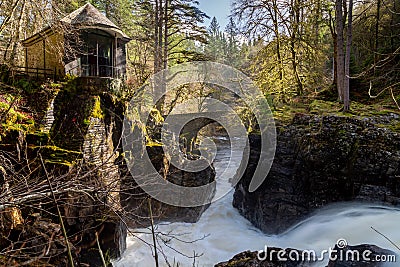 Black Linn falls scottish highlands long exposure Ossian`s Hall Stock Photo