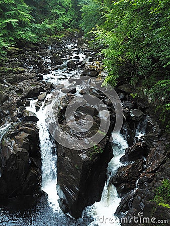 Black Linn waterfall on River Braan, near Dunkeld, Scotland Stock Photo