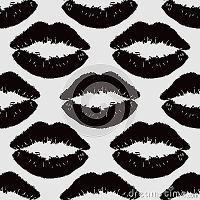 Black lips. Seamless wallpaper Vector Illustration