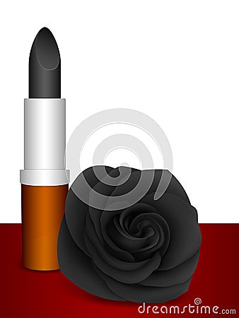 Black lipstick & black rose Vector Illustration