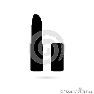 Black lipstick icon or logo on white background Vector Illustration