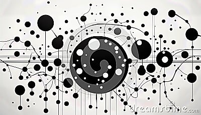 Black Liquid Connected Circle Dots Metaballs Pattern on White Background A Mesmerizing Interplay of Light and Shadow, Creating a Stock Photo