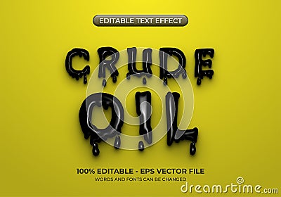 Black liquid ink text effect. Editable crude oil text effect Vector Illustration