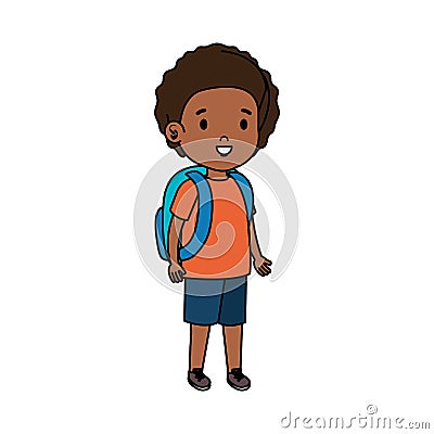 Black little student boy Vector Illustration