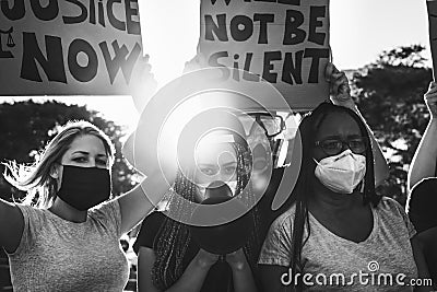 Black lives matter activist movement protesting against racism and fighting for equality Stock Photo