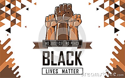 Black lives matter banner for protest, rally or awareness campaign against racial discrimination of dark skin Vector Illustration