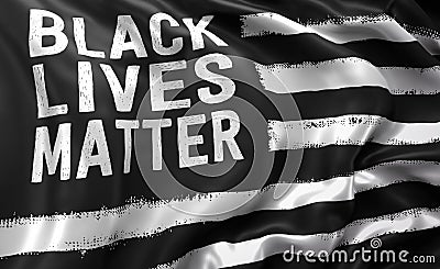 Black lives matter flag waving in the wind Cartoon Illustration