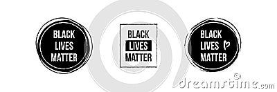 Black lives matter icons, banners, labels, design elements set, collection Vector Illustration