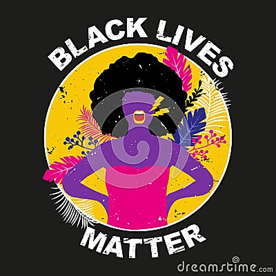 Black lives matter sticker with black woman Vector Illustration