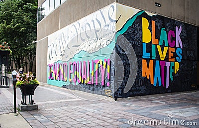 Black Lives Matter Mural in Downtown Columbus Editorial Stock Photo