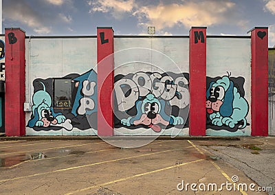 Black Lives Matter mural by Up Doggs for the Habit Mural Festival 2020 in Tulsa, Oklahoma. Editorial Stock Photo