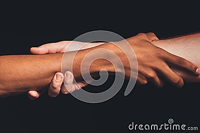 Black lives matter peace support hands holding Stock Photo