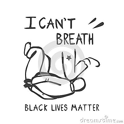 Black lives matter protest banner. Cartoon Illustration