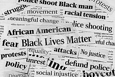 Black lives matter protests newspaper headlines Editorial Stock Photo
