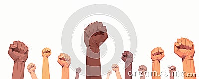 Black lives matter raised up mix race fists awareness campaign against racial discrimination Vector Illustration