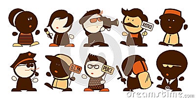 Black lives matter riot cartoon personages set Vector Illustration