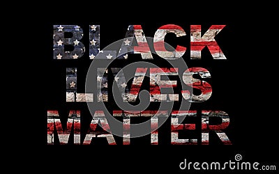 Black lives matter slogan on American flag Editorial Stock Photo