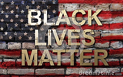 Black lives matter slogan on American flag Editorial Stock Photo