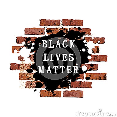 Black lives matter text as graffiti on brick wall Vector Illustration