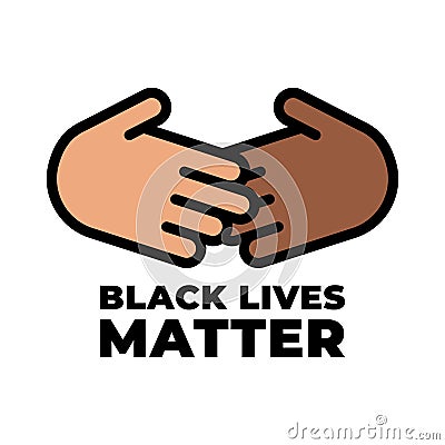 Black Lives Matter. Two hands holding. Protest Banner about Human Right of Black People in U.S. America Editorial Stock Photo